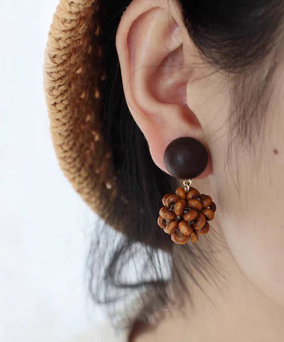 Brown Sterling Silver Pinecone Drop Earrings