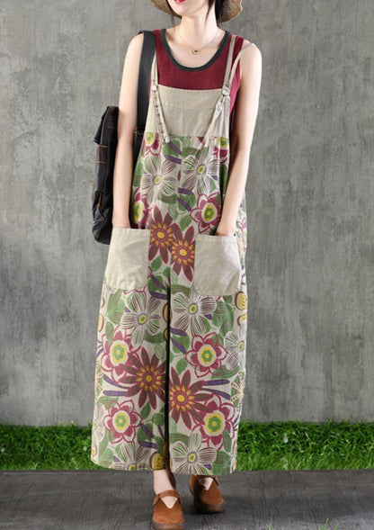 Loose Printed Cotton Jumpsuit