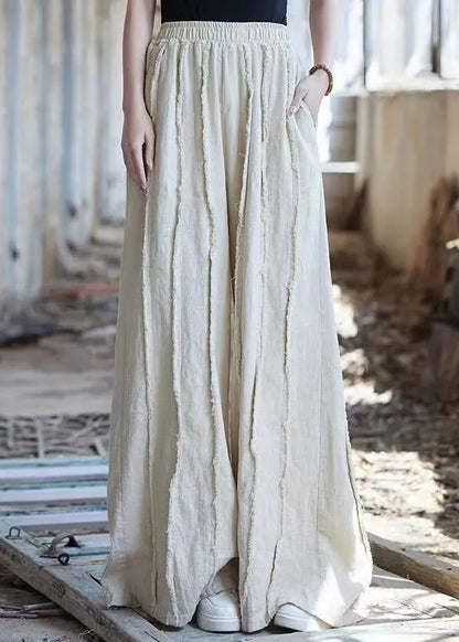 Linen Pockets Linen Wide Leg Pants High Waist