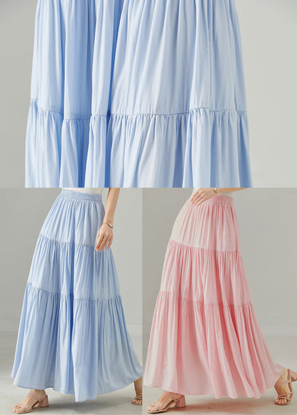 Pink Patchwork Cotton a Line Skirts Exra Large Hem Fall
