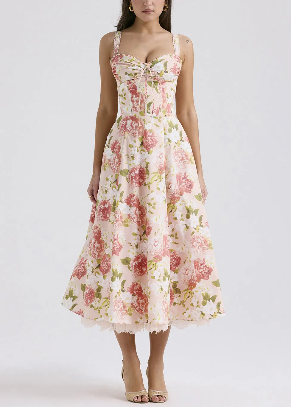 Novelty Pink Print Pockets Cotton Spaghetti Strap Dress Dress Sleeveless