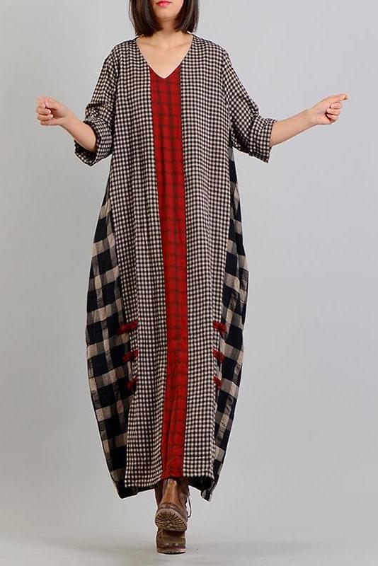 Limited Stock- Different Colored Plaid Retro Cotton Linen Dress