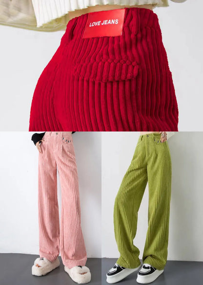 Red Letter Thick Velvet Straight Pants Spring