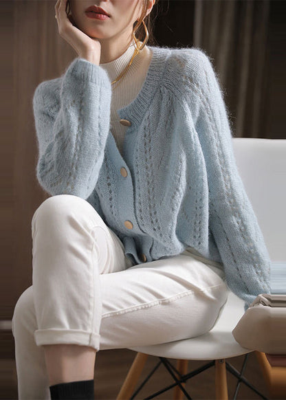 Sky Blue Oversized Chunky Knit Cardigan Spring