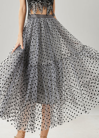 Grey Dot Patchwork Tulle Skirts Summer