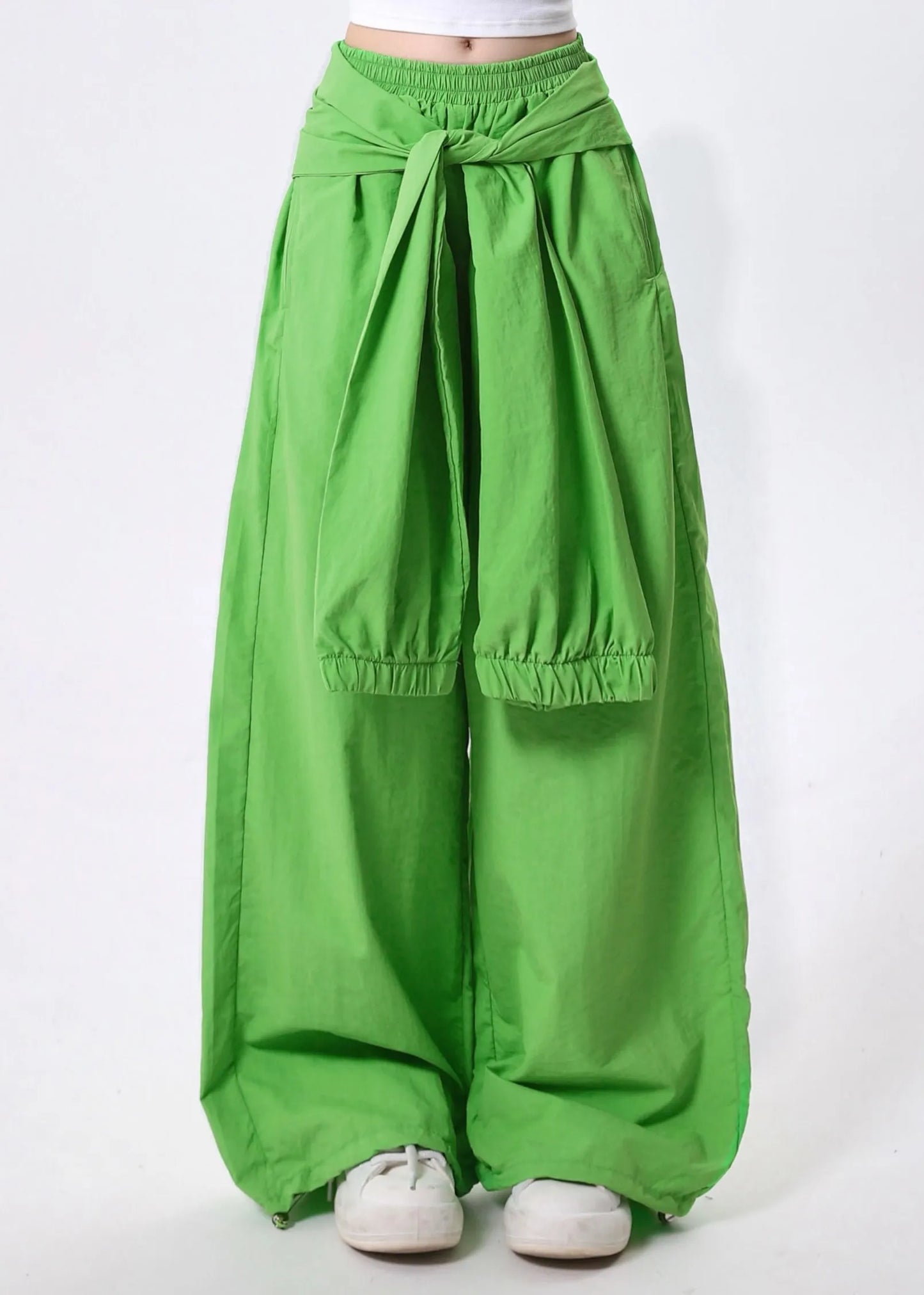 Blue Oversized Cotton Straight Pants Spring