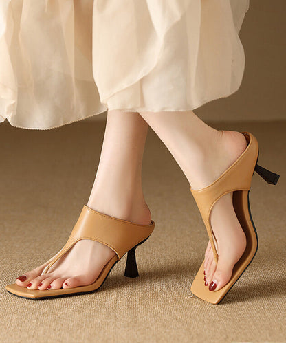 Green High Heel Flip Flops Faux Leather