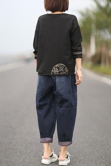 Lotstrends Retro Pattern Printed Loose Knitted Sweater