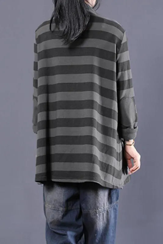 Limited Stock- Female Cotton Striped Turtleneck Sweatshirt