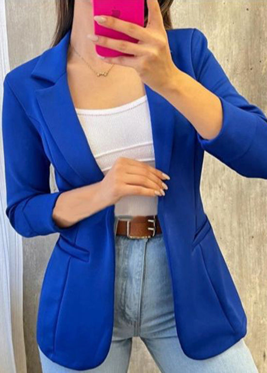 Boutique Simple Pink Notched Pockets Suit Coats Fall