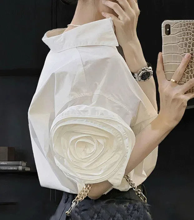White Peter Pan Collar Cotton Shirts Summer