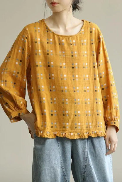 Limited Stock- Loose Plaid Agaric Laces T-shirt