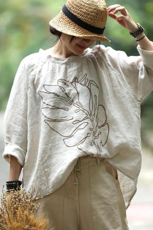 Limited Stock- Embroidery Long Sleeves Autumn Loose T-shirt