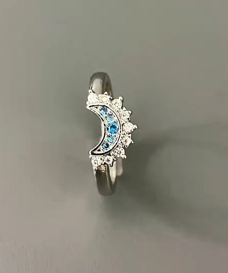 Sterling Silver Zircon the Sun and the Moon Shine Together Couple Rings
