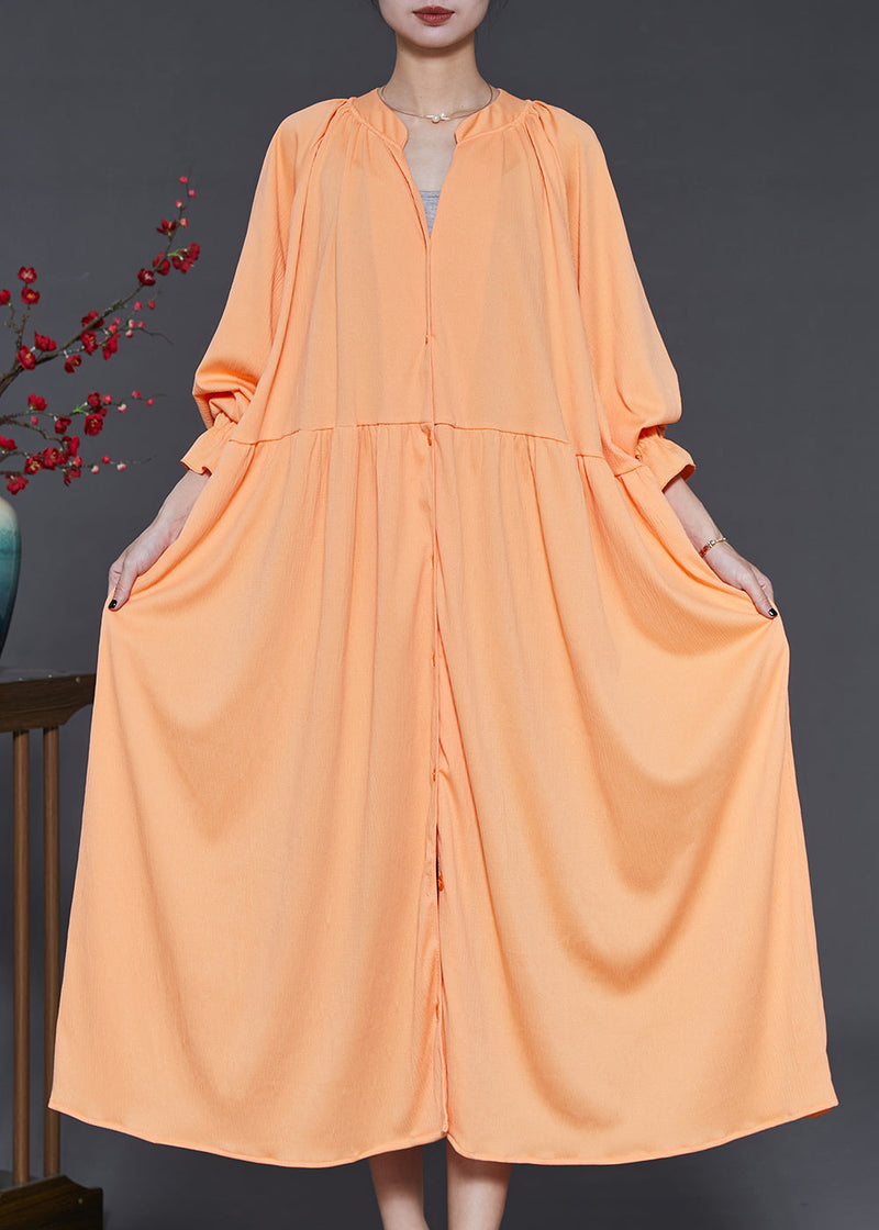 Orange Oversized Chiffon Holiday Dresses Lantern Sleeve