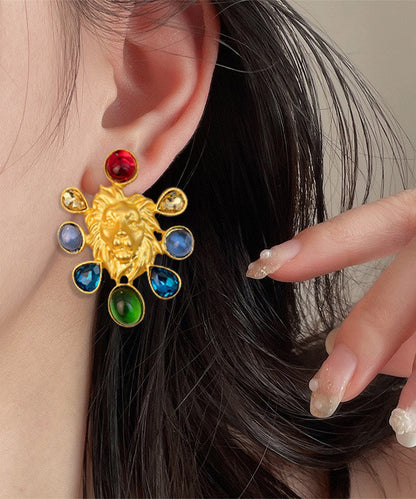 Original Design Gold Inlaid Sterling Silver Overgild Coloured Glaze Stud Earrings