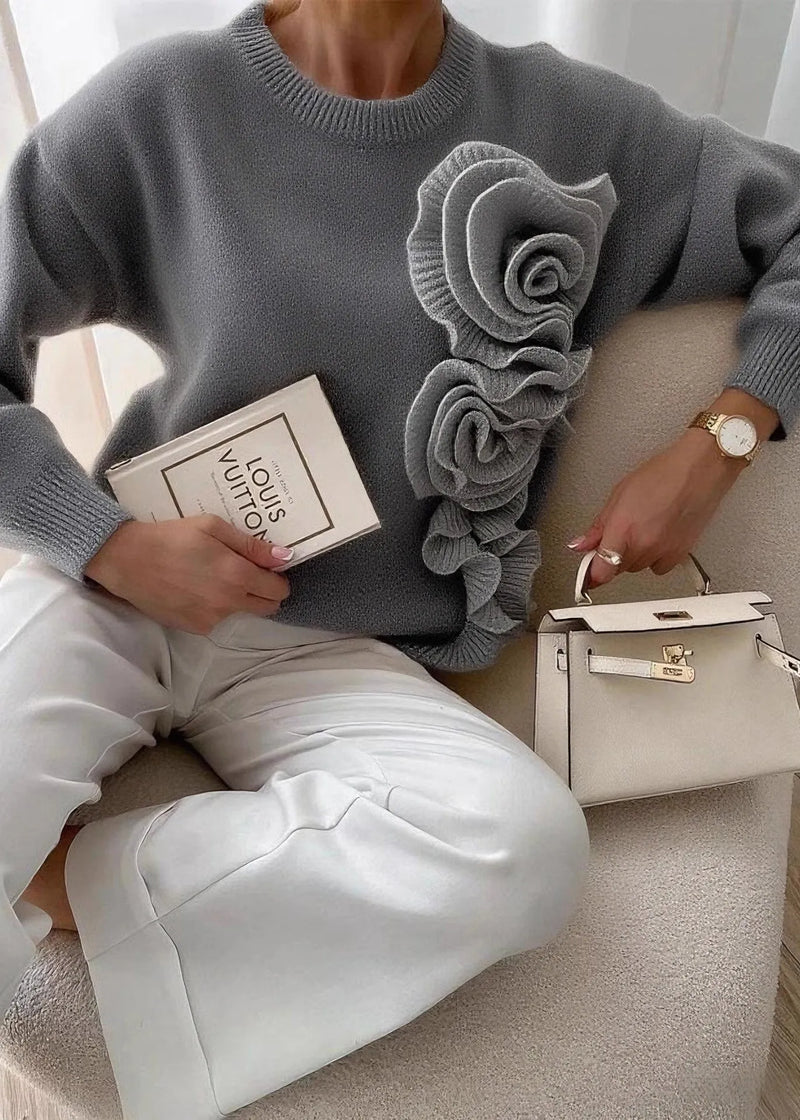 Apricot O Neck Thick Knit Sweaters Top Winter