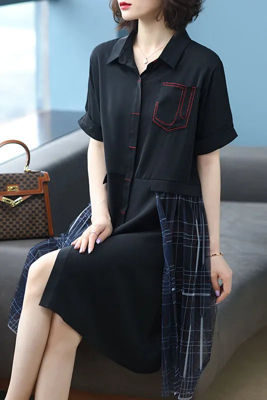 Summer Loose Mesh Embroidered Dress
