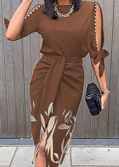 Red Off Shoulder Lace Up Print Dress Summer