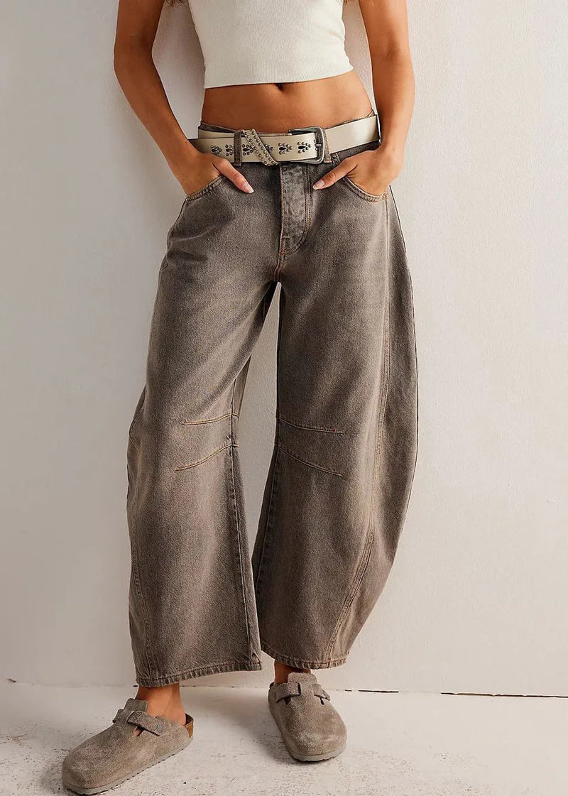 Coffee Original Design Denim Summer Crop Pants High Waist