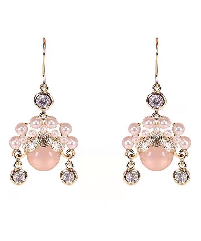 Pink Pearl Opal Drop Earrings