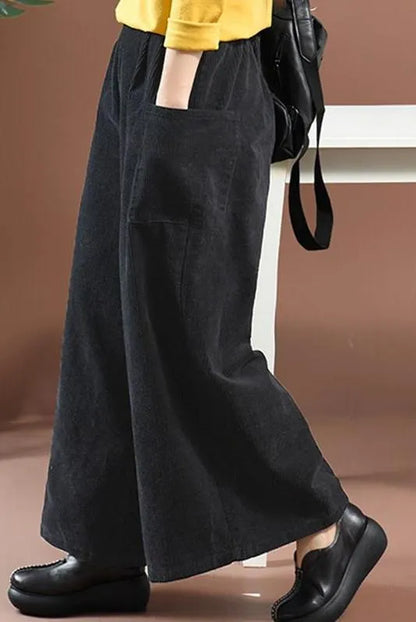 Loose Corduroy Wide Legs Pants