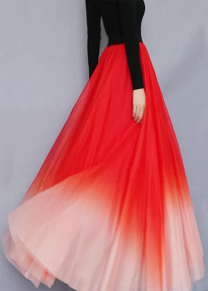 Fine Gradient Orange Exra Large Hem Tulle Dance Skirt Spring