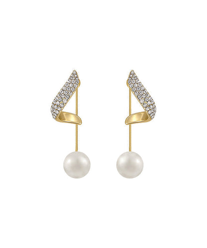 Gold Sterling Silver Overgild Zircon Pearl Drop Earrings