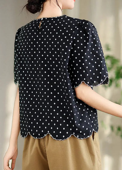 Black O-neck Print Shirts Summer