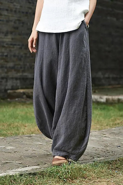 Limited Stock- Cotton Linen Wide Leg Lantern Pants