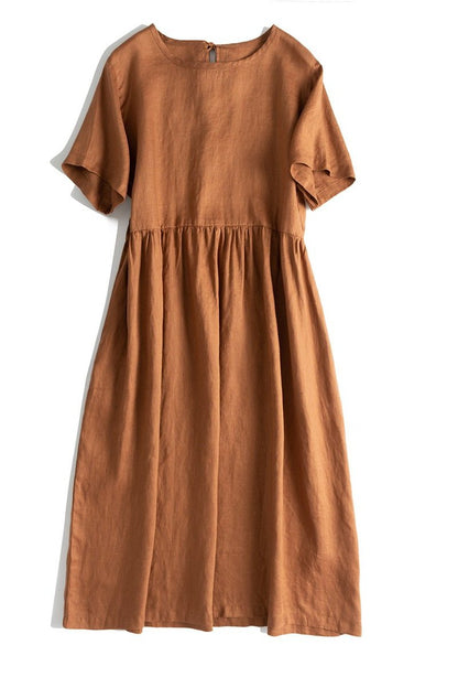 Loose Pure Color Linen Maxi Dresses Summer Outfits