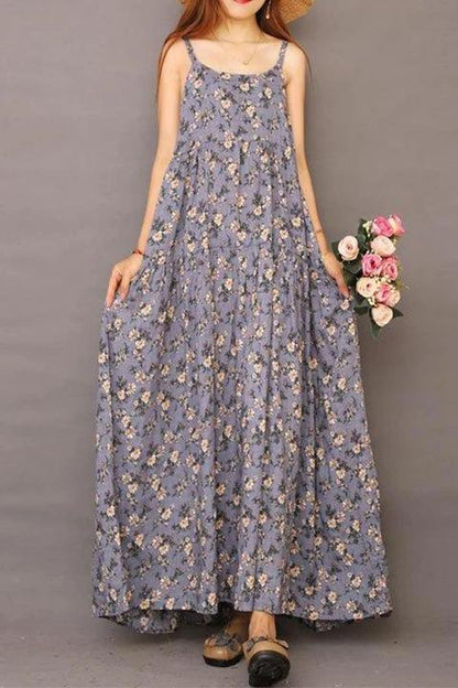 Limited Stock- Summer Printed 100% Cotton Suspender Pinafore Dress