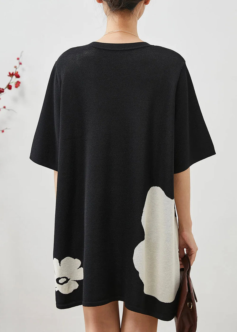 Black Oversized Cotton Mini Dress Summer