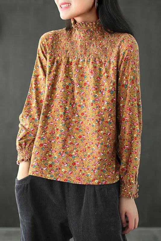 Autumn Elastic High Neckline T-shirt