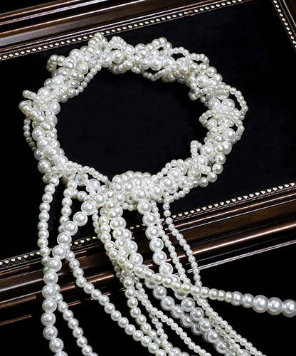 Classy White Weave Pearl Tassel Hairpin