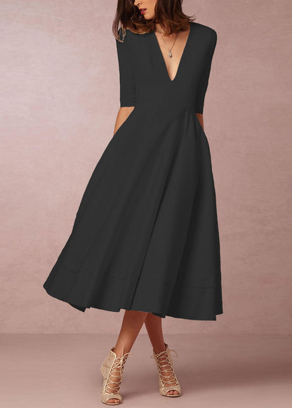 White V Neck Wrinkled Exra Large Hem Dresses Summer