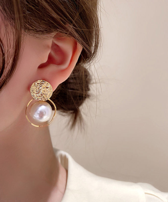Diy Gold Sterling Silver Alloy Pearl Stud Earrings