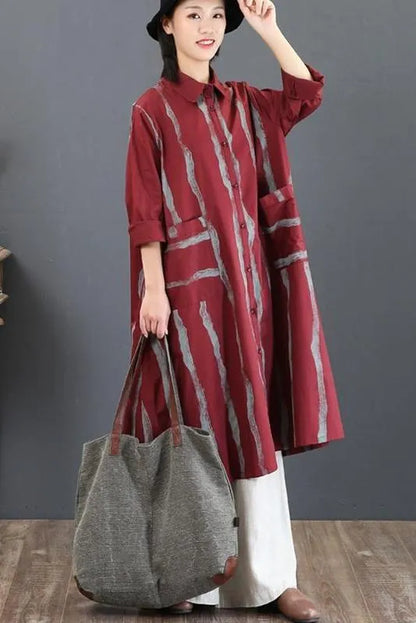 Striped Loose Chiffon Shirt Blouse