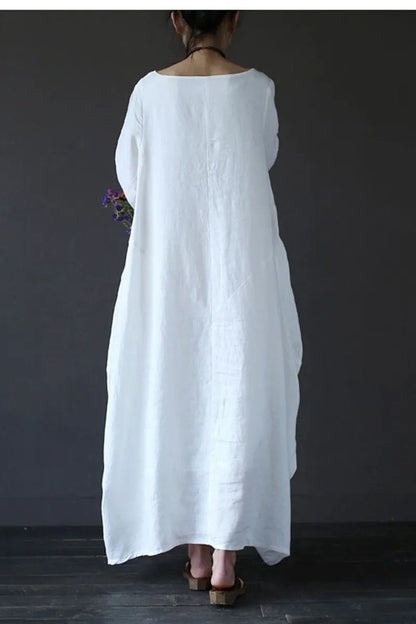 White Bat Sleeve Causel Long Dress Oversize Outfits