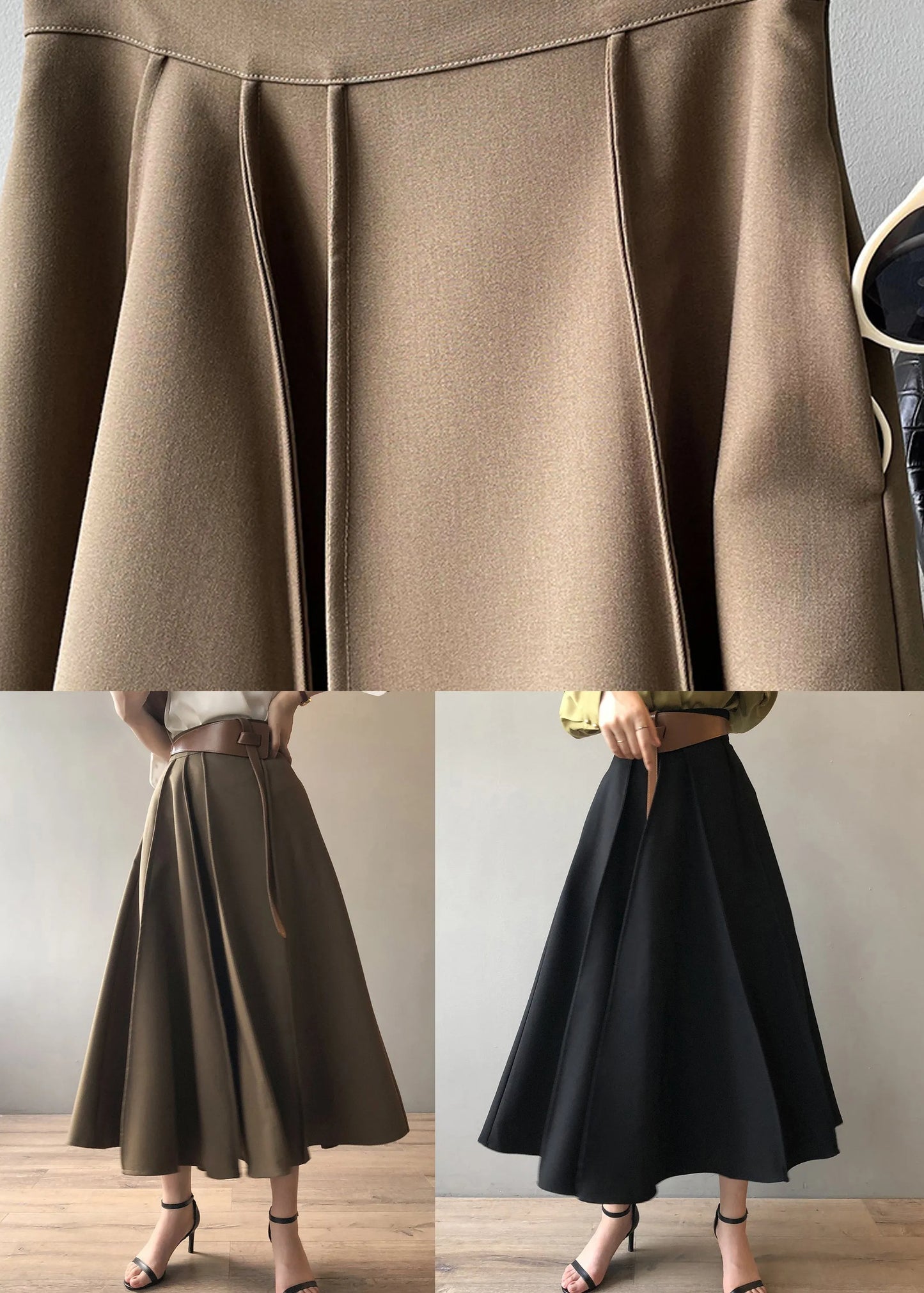 Black Cotton Skirt Exra Large Hem Wrinkled High Waist Fall