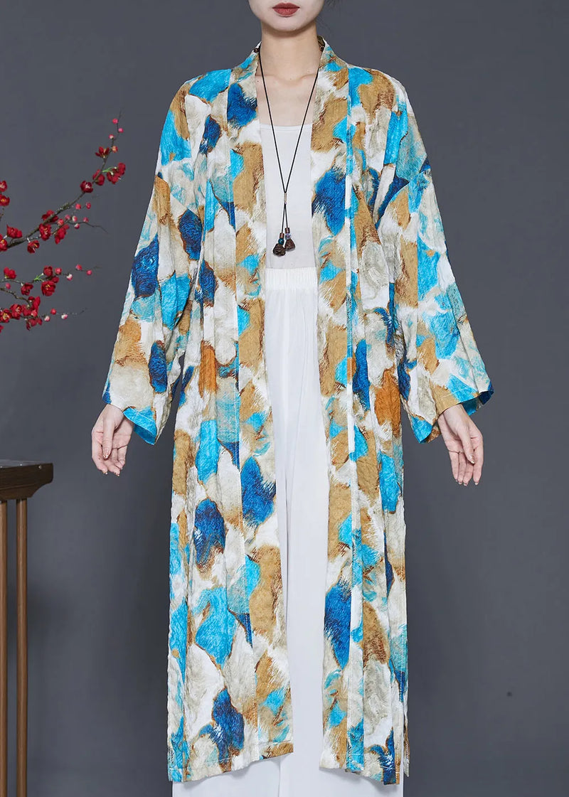 Blue Oversized Tie Dye Cotton Cardigans Spring