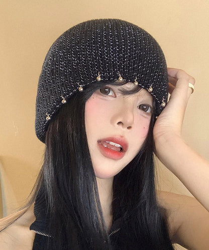 Black Nail Bead Versatile Knit Bonnie Hat