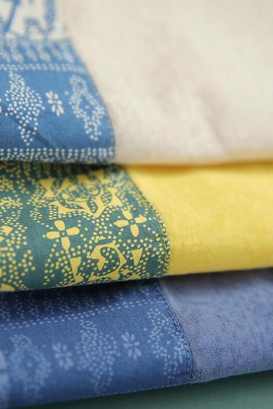 Cotton Linen Patchwork Stitching Split T-shirt