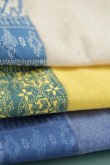 Cotton Linen Patchwork Stitching Split T-shirt