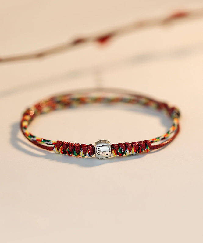 Red Sterling Silver Elephant Bracelet