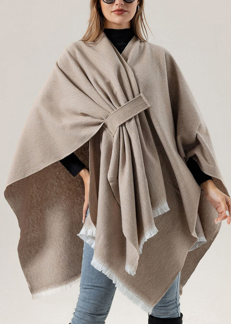 European and American New Blue Knitted Cape