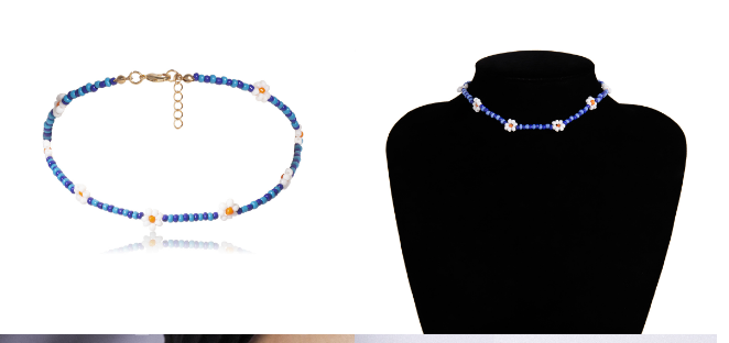 Personalized Colorful Beaded Necklace Creative Rice Bead Woven Flower Geometric Necklace Bracelet Anklet