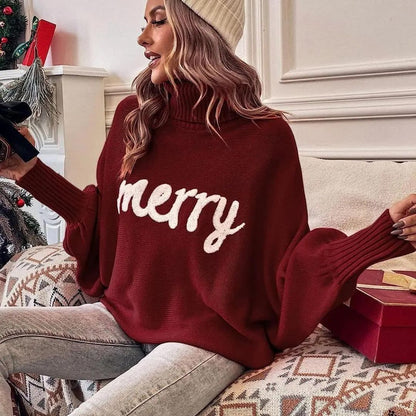 Festive Sweater for Women with Turtleneck