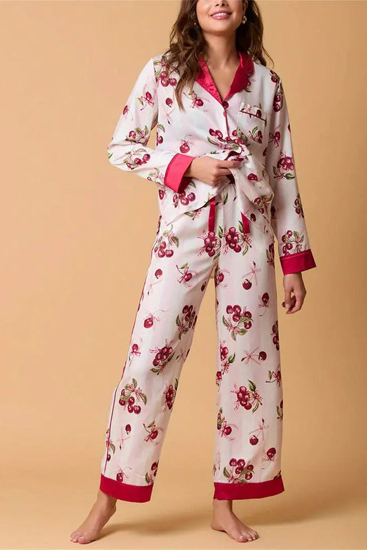Christmas Festive Striped Pattern Pajama Set