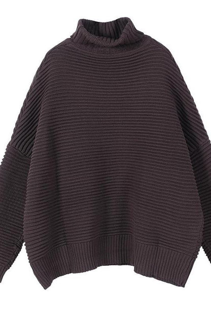 Winter Striped Turtleneck Knitted Sweater